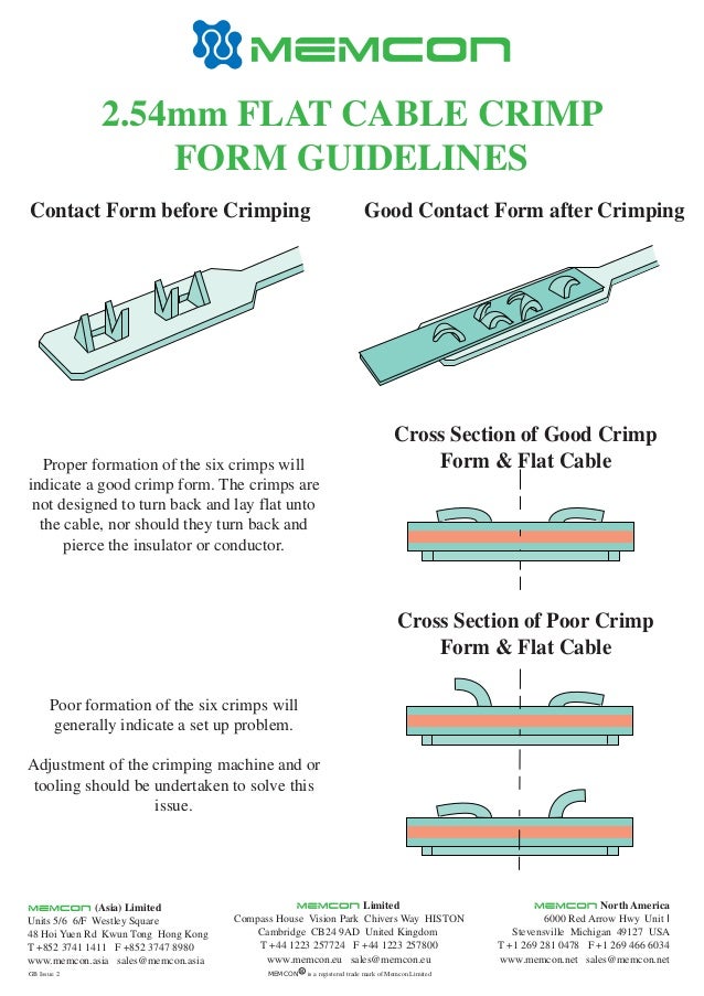 Memcon 2 54mm flat cable crimp form guidelines
