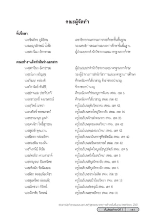 167™—Èπ¡—∏¬¡»÷°…“ªï∑’Ë 1
·ºπ°“√®—¥°‘®°√√¡·π–·π«µ“¡À≈—° Ÿµ√·°π°≈“ß°“√»÷°…“¢—Èπæ◊Èπ∞“π æÿ∑∏»—°√“™ 2551
§≥–ºŸâ®—¥∑”
∑’Ëª√÷°…“
π“¬™‘π¿—∑√ ¿Ÿ¡‘√—µπ ‡≈¢“∏‘°“√§≥–°√√¡°“√°“√»÷°…“¢—Èπæ◊Èπ∞“π
π“ß‡∫≠®≈—°…≥å πÈ”øÑ“ √Õß‡≈¢“∏‘°“√§≥–°√√¡°“√°“√»÷°…“¢—Èπæ◊Èπ∞“π
π“ß “««’≥“ Õ—§√∏√√¡ ºŸâÕ”π«¬°“√ ”π—°«‘™“°“√·≈–¡“µ√∞“π°“√»÷°…“
§≥–∑”ß“π®—¥∑”µâπ√à“ß‡Õ° “√
π“ß “««’≥“ Õ—§√∏√√¡ ºŸâÕ”π«¬°“√ ”π—°«‘™“°“√·≈–¡“µ√∞“π°“√»÷°…“
π“ß∏π‘¡“ ‡®√‘≠ ÿ¢ √ÕßºŸâÕ”π«¬°“√ ”π—°«‘™“°“√·≈–¡“µ√∞“π°“√»÷°…“
π“ß«—≤π“ §≈àÕß¥’ »÷°…“π‘‡∑»°å‡™’Ë¬«™“≠ ¢â“√“™°“√∫”π“≠
π“ß«‘≈“«—≈¬å æ—«»‘√‘ ¢â“√“™°“√∫”π“≠
π“ßª√“πÕ¡ ª√–∑’ª∑«’ »÷°…“π‘‡∑»°å™”π“≠°“√æ‘‡»…  æ¡. ‡¢µ 5
π“¬‡™“«ƒ∑∏‘Ï ®ß‡°…°√≥å »÷°…“π‘‡∑»°å‡™’Ë¬«™“≠  æ¡. ‡¢µ 42
π“¬ ÿ«‘∑¬å ‡¿µ√“ §√Ÿ‚√ß‡√’¬πÕÿ∑—¬«‘∑¬“§¡  æ¡. ‡¢µ 42
π“ß®ß®‘µ√å æ√À¡®√√¬å §√Ÿ‚√ß‡√’¬πÀ“¥„À≠à«‘∑¬“≈—¬  æ¡. ‡¢µ 16
π“ß°√√≥“πÿ™ ¡Ÿ≈§” §√Ÿ‚√ß‡√’¬π®—°√§”§≥“°√  æ¡. ‡¢µ 35
π“ß‡®π®‘√“ ‚æ∏‘Ï ÿ«√√≥ §√Ÿ‚√ß‡√’¬πæÿ∑∏¡ß§≈«‘∑¬“  æ¡. ‡¢µ 42
π“ß ÿ¡“≈’ Àÿµ–¡“π §√Ÿ‚√ß‡√’¬πÀπÕß©“ß«‘∑¬“  æ¡. ‡¢µ 42
π“ßπ‘µ¬“ °≈àÕ¡®‘µ√ §√Ÿ‚√ß‡√’¬ππ«¡‘π∑√“™Ÿ∑‘»¡—™¨‘¡  æ¡. ‡¢µ 42
π“ß∑Õßæ‘π ∑Õß¡—Ëπ §√Ÿ‚√ß‡√’¬π µ√’π§√ «√√§å  æ¡. ‡¢µ 42
π“ß«—π∑π’¬å  ’‡¢â¡ §√Ÿ‚√ß‡√’¬πÕÿ≈‘µ‰æ∫Ÿ≈¬å™πŸª∂—¡¿å  æ¡. ‡¢µ 5
π“ß¿—∑√∏‘√“ §«∫ «√√§å §√Ÿ‚√ß‡√’¬π»√’ ‚¡ √«‘∑¬“  æ¡. ‡¢µ 5
π“ß°“≠®π“ ªî≥±«‘À§ §√Ÿ‚√ß‡√’¬πæ‘∫Ÿ≈«‘∑¬“≈—¬  æ¡. ‡¢µ 5
π“ß»√’ ¡—¬ √—µπ’¡ß§≈ §√Ÿ‚√ß‡√’¬πæ‘∫Ÿ≈«‘∑¬“≈—¬  æ¡. ‡¢µ 5
π“ßπ‘¿“ æ≈Õ¬π‘≈‡æÁ™√ §√Ÿ‚√ß‡√’¬π∏√√¡‚¶ ‘µ  æ¡. ‡¢µ 16
π“ß ÿπ∑√’æ√ ºàÕß·ºâ« §√Ÿ‚√ß‡√’¬π –∫â“¬âÕ¬«‘∑¬“  æ¡. ‡¢µ 16
π“ß≥—∑™“¿“ °‘√—µπå §√Ÿ‚√ß‡√’¬π¥—¥¥√ÿ≥’  æ¡. ‡¢µ 6
π“¬©—µ√™—¬ «‘‡∑»πå §√Ÿ‚√ß‡√’¬π √√æ«‘∑¬“  æ¡. ‡¢µ 38
 