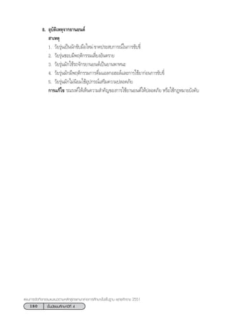 180 ™—Èπ¡—∏¬¡»÷°…“ªï∑’Ë 4
·ºπ°“√®—¥°‘®°√√¡·π–·π«µ“¡À≈—° Ÿµ√·°π°≈“ß°“√»÷°…“¢—Èπæ◊Èπ∞“π æÿ∑∏»—°√“™ 2551
8. Õÿ∫—µ‘‡Àµÿ®“°¬“π¬πµå
 “‡Àµÿ
1. «—¬√ÿàπ‡ªìππ—°¢—∫¡◊Õ„À¡à¢“¥ª√– ∫°“√≥å„π°“√¢—∫¢’Ë
2. «—¬√ÿàπ™Õ∫¡’æƒµ‘°√√¡‡ ’Ë¬ßÕ—πµ√“¬
3. «—¬√ÿàπ¡—°„™â√∂®—°√¬“π¬πµå‡ªìπ¬“πæ“Àπ–
4. «—¬√ÿàπ¡—°¡’æƒµ‘°√√¡°“√¥◊Ë¡·Õ≈°ÕŒÕ≈å·≈–°“√„™â¬“°àÕπ°“√¢—∫¢’Ë
5. «—¬√ÿàπ¡—°‰¡àπ‘¬¡„™âÕÿª°√≥å‡ √‘¡§«“¡ª≈Õ¥¿—¬
°“√·°â‰¢ √≥√ß§å„Àâ‡ÀÁπ§«“¡ ”§—≠¢Õß°“√„™â¬“π¬πµå„Àâª≈Õ¥¿—¬ À√◊Õ„™â°ÆÀ¡“¬∫—ß§—∫
 