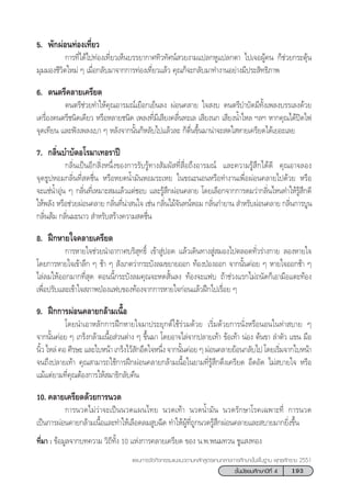 193™—Èπ¡—∏¬¡»÷°…“ªï∑’Ë 4
·ºπ°“√®—¥°‘®°√√¡·π–·π«µ“¡À≈—° Ÿµ√·°π°≈“ß°“√»÷°…“¢—Èπæ◊Èπ∞“π æÿ∑∏»—°√“™ 2551
5. æ—°ºàÕπ∑àÕß‡∑’Ë¬«
°“√∑’Ë‰¥â‰ª∑àÕß‡∑’Ë¬«‡ÀÁπ∫√√¬“°“»∑‘«∑—»πå «¬ß“¡·ª≈°ÀŸ·ª≈°µ“ ‰ª‡®ÕºŸâ§π °Á™à«¬°√–µÿâπ
¡ÿ¡¡Õß™’«‘µ„À¡à Ê ‡¡◊ËÕ°≈—∫¡“®“°°“√∑àÕß‡∑’Ë¬«·≈â« §ÿ≥°Á®–°≈—∫¡“∑”ß“πÕ¬à“ß¡’ª√– ‘∑∏‘¿“æ
6. ¥πµ√’§≈“¬‡§√’¬¥
¥πµ√’™à«¬∑”„Àâ§ÿ≥Õ“√¡≥å‡¬◊Õ°‡¬Áπ≈ß ºàÕπ§≈“¬ „® ß∫ ¥πµ√’∫”∫—¥¡’∑—Èß‡æ≈ß∫√√‡≈ß¥â«¬
‡§√◊ËÕß¥πµ√’™π‘¥‡¥’¬« À√◊ÕÀ≈“¬™π‘¥ ‡æ≈ß∑’Ë¡’‡ ’¬ß§≈◊Ëπ∑–‡≈ ‡ ’¬ßπ° ‡ ’¬ßπÈ”‰À≈ œ≈œ À“°§ÿ≥‰¥âªî¥‰ø
®ÿ¥‡∑’¬π ·≈–øíß‡æ≈ß‡∫“ Ê À≈—ß®“°π—Èπ°ÁÀ≈—∫‰ª·≈â«≈– °Áµ◊Ëπ¢÷Èπ¡“πà“®– ¥„ À“¬‡§√’¬¥‰¥â‡¬Õ–‡≈¬
7. °≈‘Ëπ∫”∫—¥Õ‚√¡“‡∑Õ√“ªï
°≈‘Ëπ‡ªìπÕ’° ‘ËßÀπ÷Ëß¢Õß°“√√—∫√Ÿâ∑“ß —¡º— ∑’Ë ◊ËÕ∂÷ßÕ“√¡≥å ·≈–§«“¡√Ÿâ ÷°‰¥â¥’ §ÿ≥Õ“®≈Õß
®ÿ¥∏ŸªÀÕ¡°≈‘Ëπ∑’Ë ¥™◊Ëπ À√◊ÕÀ¬¥πÈ”¡—πÀÕ¡√–‡À¬ „π¢≥–πÕπÀ√◊Õ∑”ß“π‡æ◊ËÕºàÕπ§≈“¬‰ª¥â«¬ À√◊Õ
®–·™àπÈ”Õÿàπ Ê °≈‘Ëπ∑’Ë‡À¡“– ¡·≈â«·µà™Õ∫ ·≈–√Ÿâ ÷°ºàÕπ§≈“¬ ‚¥¬‡≈◊Õ°®“°°“√¥¡«à“°≈‘Ëπ‰Àπ∑”„Àâ√Ÿâ ÷°¥’
„Àâæ≈—ß À√◊Õ™à«¬ºàÕπ§≈“¬ °≈‘Ëπ∑’Ëπà“ π„® ‡™àπ °≈‘Ëπ‰¡â®—π∑πåÀÕ¡ °≈‘Ëπ°”¬“π  ”À√—∫ºàÕπ§≈“¬ °≈‘Ëπ°“√∫Ÿπ
°≈‘Ëπ â¡ °≈‘Ëπ¡–π“«  ”À√—∫ √â“ß§«“¡ ¥™◊Ëπ
8. Ωñ°À“¬„®§≈“¬‡§√’¬¥
°“√À“¬„®™à«¬π”Õ“°“»∫√‘ ÿ∑∏‘Ï ‡¢â“ ŸàªÕ¥ ·≈â«‡¥‘π∑“ß Ÿà ¡Õß‰ªµ≈Õ¥∑—Ë«√à“ß°“¬ ≈ÕßÀ“¬„®
‚¥¬°“√À“¬„®‡¢â“≈÷° Ê ™â“ Ê  —ß‡°µ«à“°√–∫—ß≈¡¢¬“¬ÕÕ° ∑âÕßªÉÕßÕÕ° ®“°π—Èπ§àÕ¬ Ê À“¬„®ÕÕ°™â“ Ê
‰≈à≈¡„ÀâÕÕ°¡“°∑’Ë ÿ¥ µÕππ’È°√–∫—ß≈¡§ÿ≥®–À¥ —Èπ≈ß ∑âÕß®–·ø∫ ∂â“™à«ß·√°‰¡à∂π—¥°Á‡Õ“¡◊Õ·µ–∑âÕß
‡æ◊ËÕª√—∫·≈–‡¢â“„® ¿“æªÉÕß·ø∫¢Õß∑âÕß®“°°“√À“¬„®°àÕπ·≈â«Ωñ°‰ª‡√◊ËÕ¬ Ê
9. Ωñ°°“√ºàÕπ§≈“¬°≈â“¡‡π◊ÈÕ
‚¥¬π”‡Õ“À≈—°°“√Ωñ°À“¬„®¡“ª√–¬ÿ°µå„™â√à«¡¥â«¬ ‡√‘Ë¡¥â«¬°“√π—ËßÀ√◊ÕπÕπ„π∑à“ ∫“¬ Ê
®“°π—Èπ§àÕ¬ Ê ‡°√Áß°≈â“¡‡π◊ÈÕ à«πµà“ß Ê ¢÷Èπ¡“ ‚¥¬Õ“®‰≈à®“°ª≈“¬‡∑â“ ¢âÕ‡∑â“ πàÕß µâπ¢“ ≈”µ—« ·¢π ¡◊Õ
π‘È« ‰À≈à §Õ »’√…– ·≈–„∫Àπâ“ ‡°√Áß‰«â —°Õ÷¥„®Àπ÷Ëß ®“°π—Èπ§àÕ¬ Ê ºàÕπ§≈“¬¬âÕπ°≈—∫‰ª ‚¥¬‡√‘Ë¡®“°„∫Àπâ“
®π∂÷ßª≈“¬‡∑â“ §ÿ≥ “¡“√∂„™â°“√Ωñ°ºàÕπ§≈“¬°≈â“¡‡π◊ÈÕ„π¬“¡∑’Ë√Ÿâ ÷°µ÷ß‡§√’¬¥ Õ÷¥Õ—¥ ‰¡à ∫“¬„® À√◊Õ
·¡â·µà¬“¡∑’Ë§ÿ≥µâÕß°“√„Àâ ¡“∏‘°≈—∫§◊π
10. §≈“¬‡§√’¬¥¥â«¬°“√π«¥
°“√π«¥‰¡à«à“®–‡ªìππ«¥·ºπ‰∑¬ π«¥‡∑â“ π«¥πÈ”¡—π π«¥√—°…“‚√§‡©æ“–∑’Ë °“√π«¥
‡ªìπ°“√ºàÕπ§“¬°≈â“¡‡π◊ÈÕ·≈–∑”„Àâ‡≈◊Õ¥≈¡ Ÿ∫©’¥ ∑”„ÀâºŸâ∑’Ë∂Ÿ°π«¥√Ÿâ ÷°ºàÕπ§≈“¬·≈– ∫“¬¡“°¬‘Ëß¢÷Èπ
∑’Ë¡“ : ¢âÕ¡Ÿ≈®“°∫∑§«“¡ «‘∂’∑—Èß 10 ·Ààß°“√§≈“¬‡§√’¬¥ ¢Õß π.æ.æπ¡∑«π ™Ÿ· ß∑Õß
 