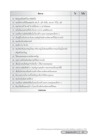 37™—Èπ¡—∏¬¡»÷°…“ªï∑’Ë 4
·ºπ°“√®—¥°‘®°√√¡·π–·π«µ“¡À≈—° Ÿµ√·°π°≈“ß°“√»÷°…“¢—Èπæ◊Èπ∞“π æÿ∑∏»—°√“™ 2551
¢âÕ§«“¡ ‰¡à„™à„™à
14. ¡’‡Àµÿº≈‡ªìπÀ≈—°„π°“√µ—¥ ‘π„®
15. ™Õ∫µ—Èß§”∂“¡∑’Ë‡ªìπ‡ÀµÿµàÕ°—π ‡™àπ ∂â“...·≈â« ¥—ßπ—Èπ...‡æ√“–«à“ †∂â“‰¡à...·≈â«
16. ™Õ∫«‘‡§√“–Àå «‘æ“°…å «‘®“√≥å‡√◊ËÕßµà“ß Ê Õ¬à“ß¡’‡Àµÿº≈
17.  π„®‡√◊ËÕßπ“¡∏√√¡∑’Ë‡°’Ë¬«°—∫‡«≈“ Õ«°“» ·≈–¡‘µ‘¢Õß‡«≈“
18. ¡Õß‡ÀÁπ§«“¡ —¡æ—π∏å‡™◊ËÕ¡‚¬ß‚§√ß √â“ß ·≈–§«“¡ ¡¥ÿ≈¢Õß ‘Ëßµà“ß Ê
19. ‡√’¬π√Ÿâ‡°’Ë¬«°—∫®”π«π µ—«‡≈¢ ·≈– —≠≈—°…≥å∑“ß§≥‘µ»“ µ√å‰¥âÕ¬à“ß√«¥‡√Á«
20. ™Õ∫‡√’¬π«‘™“§≥‘µ»“ µ√å
21. ™Õ∫™—Ëß µ«ß «—¥ π—∫
22. ™Õ∫®—¥≈”¥—∫À¡«¥À¡Ÿà  ‘Ëß¢Õß À√◊Õ«“¥√Ÿª„π≈—°…≥–∑’Ë‡√’¬ß®“°¢π“¥„À≠à‰ªÀ“‡≈Á°
À√◊Õ‡≈Á°‰ªÀ“„À≠à
23. ‰¥â§–·ππ∑¥ Õ∫∑“ß§≥‘µ»“ µ√å Ÿß
24.  √ÿª§«“¡§‘¥„π‡™‘ß§≥‘µ»“ µ√å‰¥âÕ¬à“ß√«¥‡√Á«
25. ‡™◊ËÕ¡‚¬ßª√–‡¥Áπªí≠À“°—∫‡√◊ËÕßÕ◊Ëπ Ê ‰¥âÕ¬à“ß ¡‡Àµÿ ¡º≈
26. ®¥®”§«“¡ —¡æ—π∏åµà“ß Ê ¢Õßªí≠À“·≈–À≈—°°“√¢Õß§”µÕ∫∑’Ëºà“π¡“‰¥â¥’
27. ‡™◊ËÕ¡—Ëπ„π§”µÕ∫À√◊ÕÀ≈—°‡°≥±å°“√§‘¥∑“ß§≥‘µ»“ µ√å¢Õßµπ‡Õß
28. ¡’§«“¡ “¡“√∂„π°“√·°â‚®∑¬åªí≠À“‡¥’¬«°—π‰¥âÀ≈“¬√Ÿª·∫∫
29. ™Õ∫‚®∑¬å§≥‘µ»“ µ√å∑’Ë¬“°
30. ¡Õß‡ÀÁπ§«“¡ —¡æ—π∏å‡™◊ËÕ¡‚¬ß¢Õß‚§√ß √â“ß·≈–§«“¡ ¡¥ÿ≈¢Õß ‘Ëßµà“ß Ê
31. ¡’·π«‚πâ¡∑’Ë®–¡ÕßÕ–‰√ Ê ‚¬ß¡“‡°’Ë¬«æ—π°—∫§≥‘µ»“ µ√å‰¥âÀ¡¥
√«¡§–·ππ
 