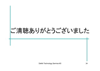 ご清聴ありがとうございました



     DeNA Technology Seminar #3   34
 