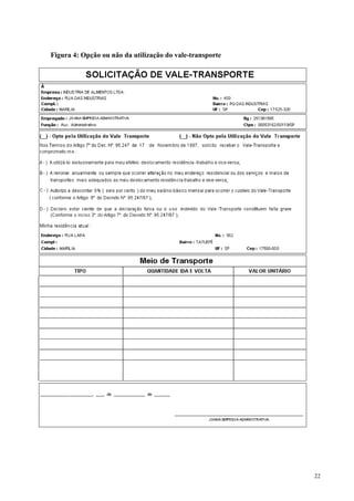 22
Figura 4: Opção ou não da utilização do vale-transporte
 