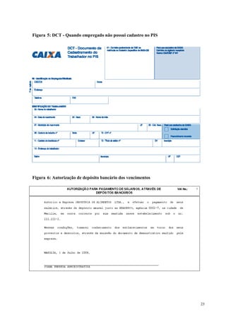 23
Figura 5: DCT - Quando empregado não possui cadastro no PIS
Figura 6: Autorização de depósito bancário dos vencimentos
 