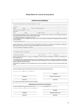 26
Modelo Básico de Contrato de Experiência
 