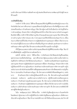 18
นายจ้าง มีความเอาใจใส่ในการเสริมสร้างความรู้ ย่อมช่วยให้องค์กรสามารถพัฒนาธุรกิจไปสู่เป้ าหมาย
ที่กาหนดไว้
งานวิจัยที่เกี่ยวข้อง
กรรณิการ์ ลาลือ (2553) ได้ศึกษาเรื่องคุณสมบัตินักบัญชีที่พึงประสงค์ของผู้ประกอบการใน
จังหวัดเชียงใหม่ ผลการศึกษาพบว่า คุณสมบัติของนักบัญชีในทักษะทางวิชาชีพที่ผู้ประกอบการพึง
ประสงค์ในระดับมาก ด้านทักษะทางปัญญา ได้แก่ มีคามรู้ความเข้าใจเกี่ยวข้องกับการทาบัญชีในด้าน
การคานวณต้นทุน ทักษะทางวิชาการเชิงปฏิบัติและหน้าที่งาน ได้แก่ มีความสามารถวัด/คานวณมูลค่า
สินทรัพย์ หนี้สิน รายได้ ค่าใช้จ่ายได้อย่างถูกต้อง ทักษะคุณลักษณะเฉพาะบุคคล ได้แก่ มีทักษะหรือ
ความชานาญในการจัดการตนเอง เช่น การควบคุมอารมณ์ให้คงที่เมื่อประสบปัญหากับงาน เพื่อน
ร่วมงาน หรือฝ่ายนที่เกี่ยวข้อง ทักษะทางการปฏิสัมพันธ์ระหว่างบุคคลและการสื่อสาร ได้แก่ สามารถ
ทางานร่วมกับผู้อื่นในกระบวนการปรึกษาหารือเพื่อแก้ปัญหาความขัดแย้ง และทักษะทางการบริหาร
องค์กรและการจัดการธุรกิจ ได้แก่ มีคามสามารถจัดแบ่งหน้าที่งานและมีภาวะเป็นผู้นา
ทั้งนี้ผู้ตอบแบบสอบถามมีความเห็นว่าคุณสมบัติของนักบัญชีที่พึงประสงค์มากที่สุด ได้แก่ มี
ความซื่อสัตย์สุจริต และรู้จักรักษาความลับของกิจการ
สรศักดิ์ ธนันไชย (2551) ได้ศึกษาเรื่อง การวัดทักษะทางวิชาชีพของนักบัญชีในเขตนิคม
อุตสาหกรรมภาคเหนือจังหวัดลาพูน ผลการศึกษาพบว่าผู้ตอบแบบสอบถามมีความเห็นว่าพนักงาน
บัญชีในกิจการมีทักษะทางวิชาชีพโดยรวมในระดับมาก โดยมีความเห็นต่อทักษะทางคุณลักษณะ
เฉพาะบุคคล ทักษะทางปฏิสัมพันธ์ระหว่างบุคคลและการสื่อสาร ทักษะปัญญา ทักษะทางวิชาการเชิง
ปฏิบัติและหน้าที่การงาน อยู่ในระดับมาก ส่วนทักษะการบริหารองค์กรและการจัดการทางธุรกิจ อยู่ใน
ระดับปานกลางสาหรับทักษะย่อยที่มีค่าเฉลี่ยสูงสุดของแต่ละทักษะทางวิชาชีพของพนักงานบัญชีใน
กิจการ ประกอบด้วย ด้านทักษะทางปัญญา คือ มีความสามารถตัดสินใจใช้แหล่งข้อมูลต่างๆ (ระดับ
มาก) ด้านทักษะทางวิชาการเชิงปฏิบัติและหน้าที่การงาน คือ มีความชานาญด้านเทคโนโลยี
สารสนเทศ (ระดับมาก) และมีความสามารถจัดทารายงาน ปฏิบัติตามหลักเกณฑ์ของกฎหมาย
(ระดับมาก) ด้านทักษะทางคุณลักษณะเฉพาะบุคคล คือ มีความสามารถจัดลาดับทรัพยากรที่จากัด
(ระดับมาก) ด้านทักษะทางปฏิสัมพันธ์ระหว่างบุคคลและการสื่อสาร คือ มีความสามารถทางานเป็นทีม
(ระดับมาก) แล้วด้านทักษะการบริหารองค์กรและการจัดการทางธุรกิจ คือ มีความสามารถตัดสินใจได้
อย่างผู้มีวิชาชีพบัญชี (ระดับมาก)
ไฉไล พงศ์อุดมกุล (2551) ได้ศึกษาเรื่อง การจัดทาบัญชีของผู้ประกอบการในเขตจังหวัด
ร้อยเอ็ดพบว่า ผู้ประกอบการ มีการปฏิบัติเกี่ยวกับการจัดทาบัญชีโดยรวม อยู่ในระดับมาก เมื่อพิจารณา
เป็นรายด้าน อยู่ในระดับมาก ได้แก่ ด้านการจดบันทึกรายการค้าให้เป็นระเบียบแบบแผน เช่น กิจการมี
 