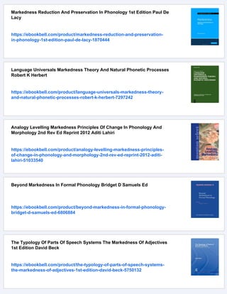 Markedness And Economy In A Derivational Model Of Phonology Andrea ...