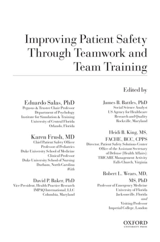 Improving Patient Safety Through Teamwork And Team Training Eduardo ...