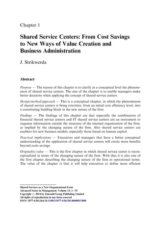 Shared Services As A New Organizational Form Tanya Bondarouk | PDF