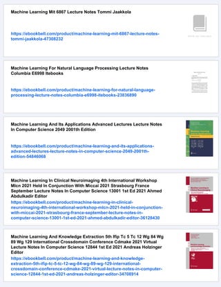 Machine Learning Lecture Notes Rohit Singh Prof Tommi Jaakkola Ali ...
