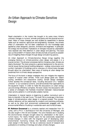 An Urban Approach To Climate Sensitive Design Strategies For The ...