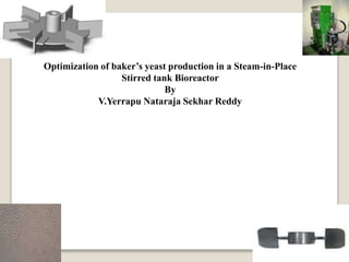 Optimization of baker’s yeast production in a Steam-in-Place
Stirred tank Bioreactor
By
V.Yerrapu Nataraja Sekhar Reddy
 