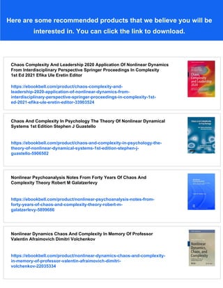 Chaos Complexity And Nonlinear Economic Theory Weibin Zhang | PDF