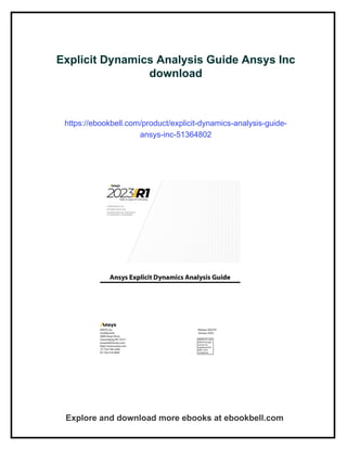 Explicit Dynamics Analysis Guide Ansys Inc | PDF