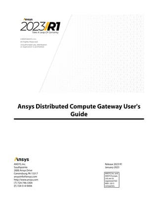 Distributed Compute Gateway Users Guide Ansys Inc | PDF