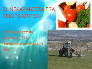 2). NEKAZARITZA ETA ABELTZAINTZA: Ustiakuntzetako isuriketa. Oso barreiatuta ekoizten dira. 
