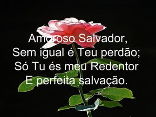 Amoroso Salvador,
Sem igual é Teu perdão;
Só Tu és meu Redentor
E perfeita salvação.