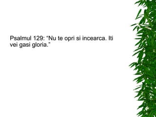 Psalmul 129: “Nu te opri si incearca. Iti vei gasi gloria.” 