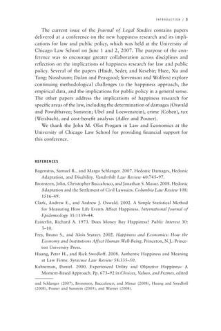 Posner Paper Law And Happiness Eric A Posner Editor Cass R Sunstein Editor | PDF