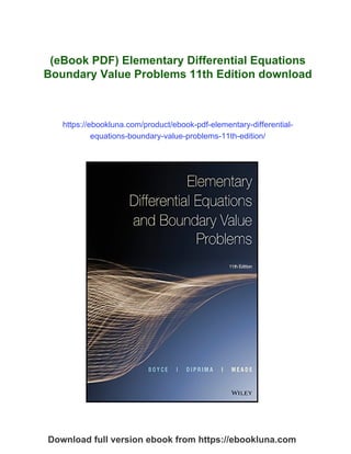 (eBook PDF) Elementary Differential Equations Boundary Value Problems ...