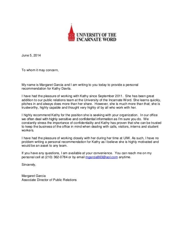 Ltr Of Recommendation Uiw
