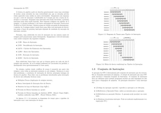 desempenho da CPU.
A técnica de pipeline pode ser descrita genericamente como uma estratégia
de aceitar novas entradas em uma extremidade sem que as entradas prévias
tenha aparecido como saı́das na outra extremidade. Imaginemos um esquema
em que o ciclo de instrução é subdividido em 2 etapas que são a busca da in-
strução e a execução. Enquanto uma instrução está sendo executada, a próxima
instrução pode estar sendo buscada. Este esquema conﬁgura um pipeline de 2
estágios, e a técnica utilizada é a de busca antecipada de instrução (Instruction
Prefetch ou Fetch Overlap). Embora possa ser obtido um ganho de desempenho,
o pipeline de 2 estágios ainda é muito fraco para lidar com instruções de desvio,
nas quais a busca da próxima instrução depende do resultado da execução da
instrução corrente.
Portanto, uma subdivisão do ciclo de instrução em um número maior de
estágios pode proporcionar maior desempenho. Imaginemos o ciclo de instrução
como sendo composto dos seguintes estágios:
• (1)BI - Busca da Instrução;
• (2)DI - Decodiﬁcação da Instrução;
• (3)CO - Calculo dos Endereços dos Operandos;
• (4)BO - Busca dos Operandos;
• (5)EI - Execução da instrução;
• (6)EO - Escrita do Operando.
Essa subdivisão busca fazer com que os tempos gastos em cada um dos 6
estágios seja parecido. Se os 6 estágios pudessem ser executados em paralelo, o
desempenho seria aproximadamente 6 vezes maior.
No entanto, podem existir conﬂitos de acesso à memória por parte dos
estágios e nem todas as instruções possuem os seis estágios. Somam-se à esses
dois problemas, a existência de instruções de desvios, principais inimigas da
técnica de pipeline. Para lidar com os problemas introduzidos pelas instruções
de desvio são utilizadas técnicas como:
• Múltiplos Fluxos (duplicação de estágios iniciais);
• Busca Antecipada de Instrução-Alvo de Desvio;
• Memória de Laço de Repetição (loop buﬀer);
• Previsão de Desvio baseadas no opcode;
• Previsão de Desvio baseadas em histórico (BTB - Branch Target Buﬀer,
também conhecida como BHT - Branch History Table).
As ﬁguras 1.5 e 1.6 mostram os diagramas de tempo para o pipeline de
instruções com e sem instruções de desvio.
21
Figura 1.5: Diagrama do Tempo para Pipeline de Instruções
Figura 1.6: Efeito do desvio condicional no Pipeline de Instruções
1.3 Conjunto de Instruções
A operação da CPU é determinada pelo conjunto de instruções que ela executa.
São as chamadas instruções de máquina. A coleção de instruções que uma CPU
pode executar é chamada Conjunto de Instruções. O conjunto de instruções
deve ser suﬁciente para traduzir programas escritos em uma linguagem de alto
nı́vel para a linguagem de máquina. Os principais elementos e uma instrução
são:
• (i)Código da operação (opcode): especiﬁca a operação a ser efetuada;
• (ii)Referência à Operando Fonte: indica as entradas para a operação;
• (iii)Referência ao operando Destino: A operação pode produzir um resul-
tado;
• (iv)Endereço da próxima instrução: Pode ser indicado implicitamente (ex:
registrador PC).
22
 