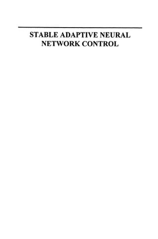 Stable Adaptive Neural Network Control 1st Edition Ss Ge Cc Hang | PDF
