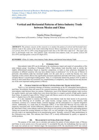 Vertical and Horizontal Patterns of Intra-Industry Trade between Mexico ...