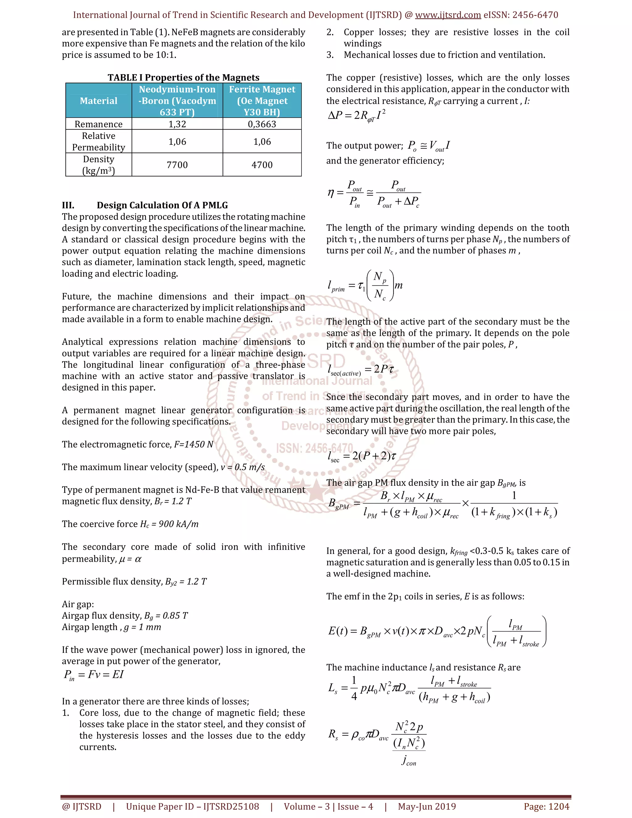 Design and Simulation of Permanent Magnet Linear Generator for Wave ...
