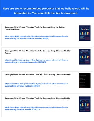 Dataclysm Who We Are When We Think No Ones Looking Christian Rudder | PDF
