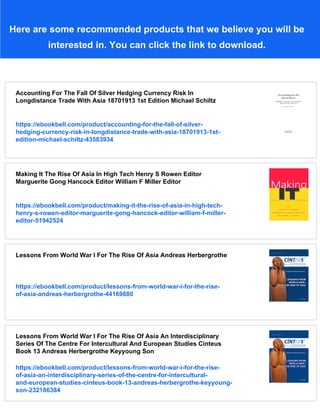The Rise Of Asia Trade And Investment In Global Perspective 1st Edition ...