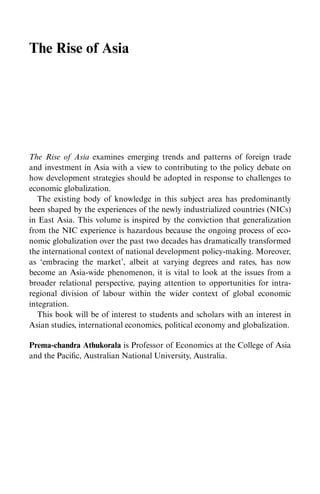 The Rise Of Asia Trade And Investment In Global Perspective 1st Edition ...
