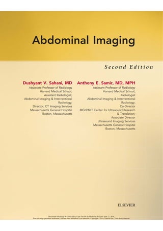 Abdominal Imaging 2nd Edition Dushyant V Sahani Anthony E Samir | PDF