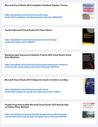 Microsoft Visual Studio 2015 Unleashed 3rd Edition Lars Powers | PDF