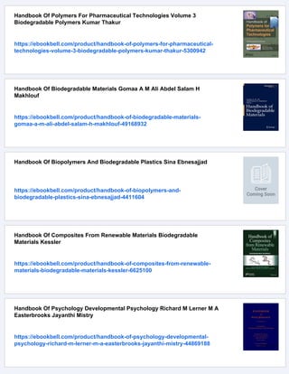 Handbook Of Biodegradable Polymers 2nd Edition Bastioli C Ed | PDF