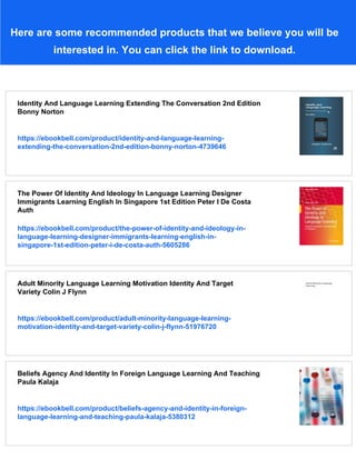 Identity And Language Learning Extending The Conversation Bonny Norton ...