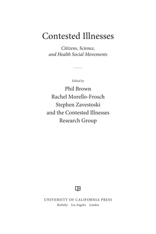 Contested Illnesses Citizens Science And Health Social Movements Phil ...