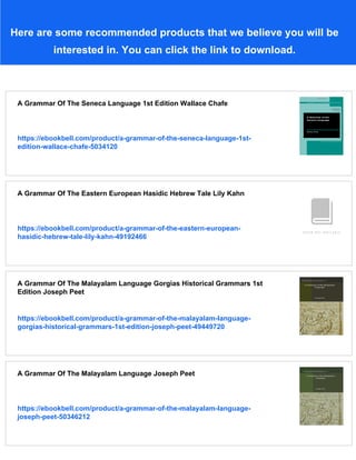 A Grammar Of The Seneca Language Wallace Chafe | PDF