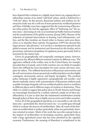 The Neoliberal City Governance Ideology And Development In American ...