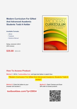 Modern Curriculum Development for Gifted and Advanced Academic Students ...