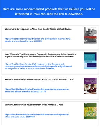 Women And Development In Africa How Gender Works Michael Kevane | PDF