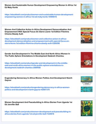 Women And Development In Africa How Gender Works Michael Kevane | PDF