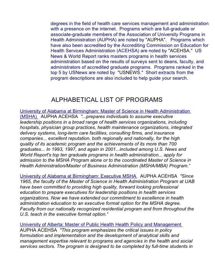 Masters in Public Health Programs