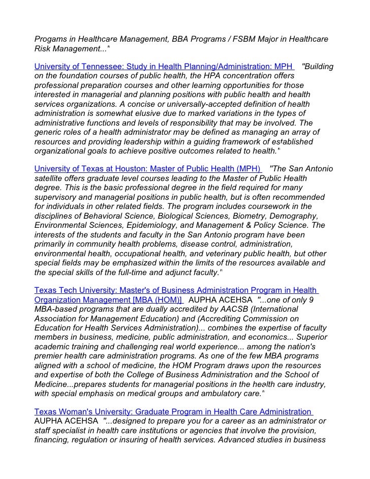 Masters in Public Health Programs