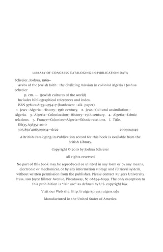 Arabs Of The Jewish Faith The Civilizing Mission In Colonial Algeria Arabs Of The Jewish Faith The Civilizing Mission In Colonial Algeria