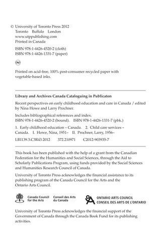 Recent Perspectives On Early Childhood Education In Canada Nina Howe ...