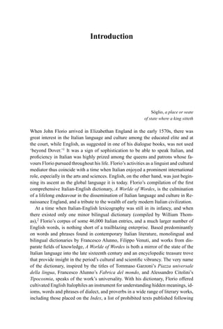 Word Florio John Florio A Worlde Of Wordes Hermann W Haller | PDF