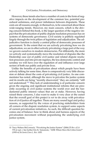 Judicative Paper Civil Justice Privatization And Democracy Trevor Cw Farrow | PDF