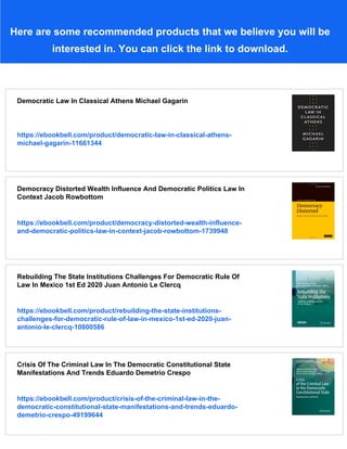 Democratic Law In Classical Athens Michael Gagarin | PDF