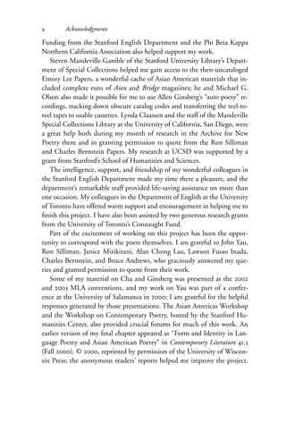 Race And The Avantgarde Experimental And Asian American Poetry Since ...
